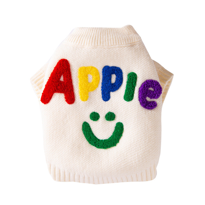 Small Dog Sweaters Knitted Pet Warm Colorful Letter Embroidery Dog Sweatshirt Winter Clothes Kitten Puppy Sweater Doggy Apparel Costumes