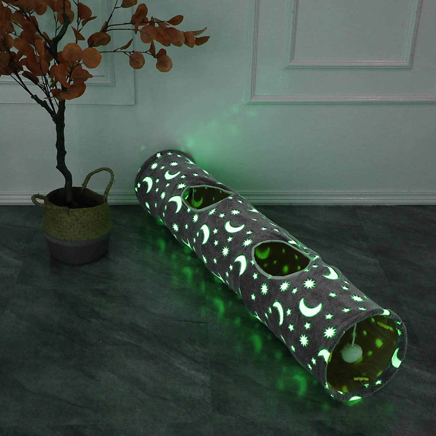 Cat Tunnel Tube with Plush Ball Toys Collapsible