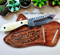 Western USA Knife – Rasp Steel 8" Full Tang with Deer Bone Handle & Leather Sheath