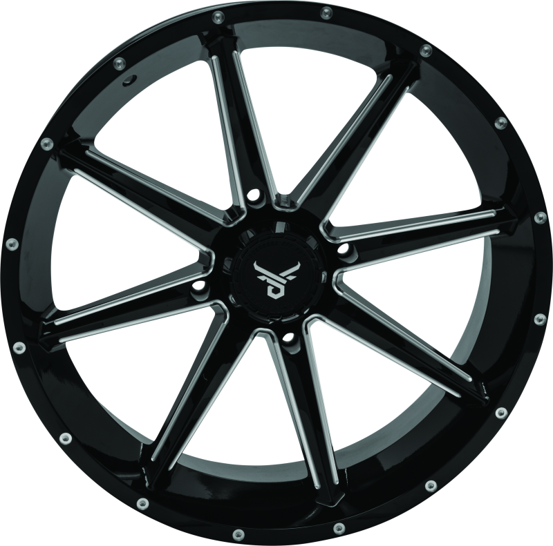 QuadBoss, QuadBoss Slicer 20x7 PowerSports Wheel with Limited Edition Bull Logo Center Caps