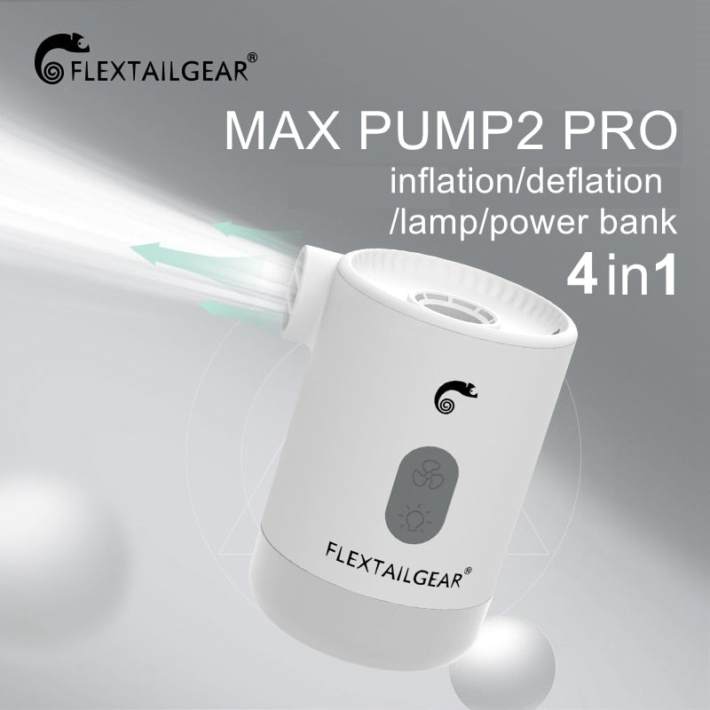 FLEXTAILGEAR Max Pump 2 Pro 4-in-1 Portable Mini Air Pump Electric Inflator USB Charging Sleeping Pad Camping Mattress Packraft