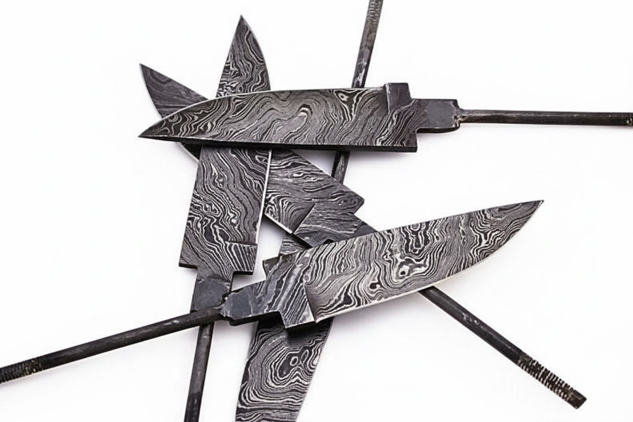 5 Pieces Custom Handmade Damascus Steel Blank Blades / Knife Making Unready Blades /Hunting Knives DK-0146