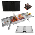 3 In 1 Foldable Charcoal Grill Fire Pit Slow Cooker 2-3 People Portable Camping Grill Stainless Steel BBQ Grill for Camping Tailgating Yard