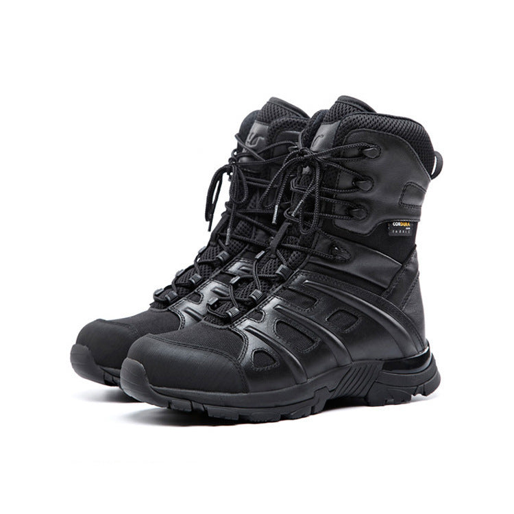 Non-Slip Black Leather Combat Boots for Maximum Comfort and Stability