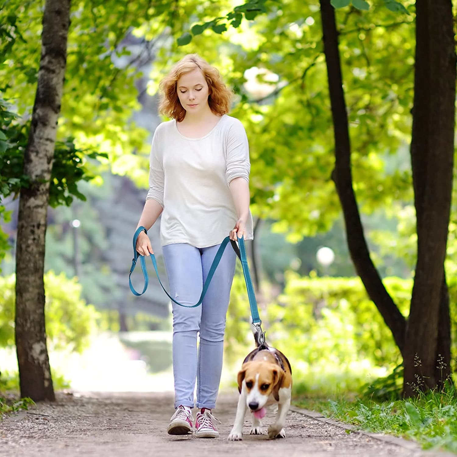 5 FT Heavy Duty Dog Leash with 2 Comfortable Padded Handles