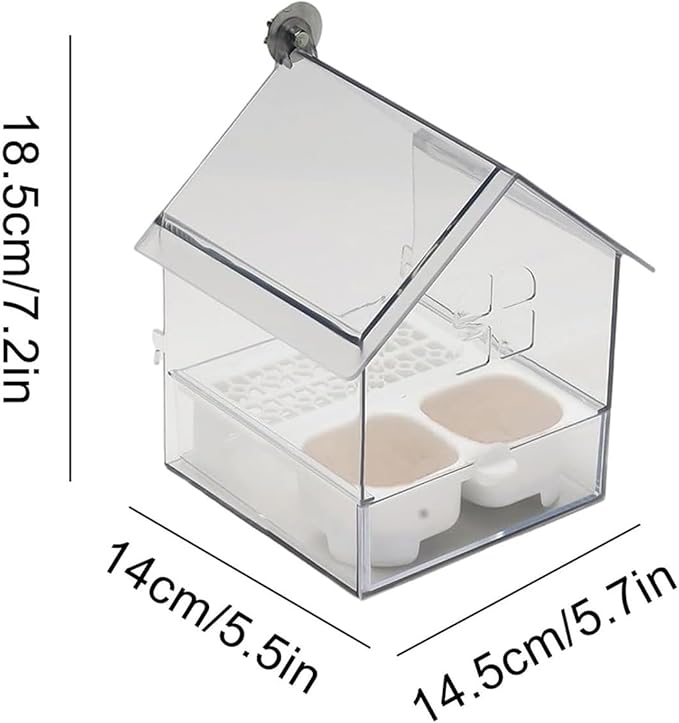 2026 New Pull-Out External Parrot Feeder, Bird Bath for Cage, 7*6*5.5in Bird Feeder House, Transparent Parakeet Cage Accessories, Easy To Fill, Clean, Long-Lasting, for Finch and Hummingbird (Green)