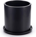 Plant Pots 10 Inch Ceramic Planter with Drainage Hole and Saucer, Matte Black Modern Cylinder Planter Pot for Indoor Outdoor Plants Flowers, Full Glazed Finish
