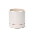 D'vine Dev 4.7 Inch Ceramic Planter Pot with Drainage Hole and Saucer, Indoor Cylinder Round Planter Pot, Oatmeal, 94-O-B-8