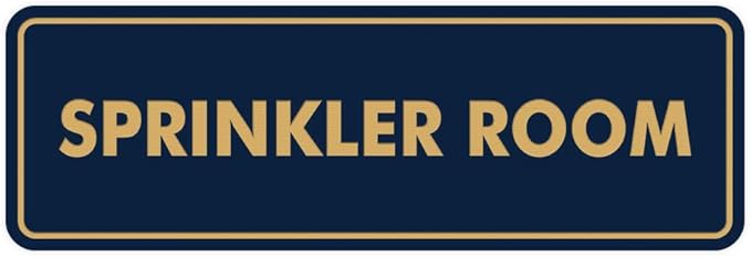Signs ByLITA Standard Sprinkler Room Sign (Navy Blue/Gold) - Small