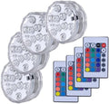 Submersible Led Lights, Submersible Waterproof RGB Change Remote Controlled Submersible Led Lights for Pond Pool Fountain Aquarium Vase Hot Tub Bathtub Fish Tank Party Halloween (4 Pack)
