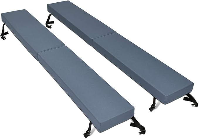 North American Mattress 6' Outdoor Picnic Bench Seat Cushion - 2 Piece Set; 72" (6ft) x 10" x 3"; Gray - Folding & Easy to Carry