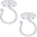 RTZEN Plant Hangers Outdoor or Indoor - Wrought Iron Metal Hanger Indoor Hook - Heavy Duty Wall Bracket Hooks for Hanging Plants Baskets Lanterns Wind Chimes - 2 Pack (White Ceiling Hooks)