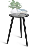 Indoor Plant Stand - Uneedem Wood Mid Century Plant Stand for Indoor Plants, Modern Plant Table,Tall Plant Holder for Flower Pots, Small Round Side Table, End Table (B2-Black,High: 16.5")