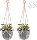 Artilady Hanging Planter for Indoor Plants Macrame Plant Hanger Large Hanging Plant Holder with Adjustable Beads Plants Basket White Rope Boho Plant Wall Decor