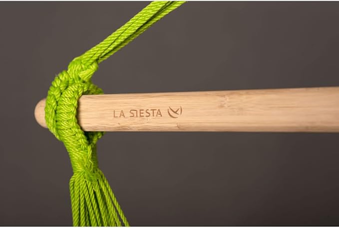 LA SIESTA® - Large Comfort Domingo Hammock Swing Chair - Weather & Tear Resistant Hanging Hammock Chair - Indoor Outdoor Hammock Chair Swing - Patio Porch Bedroom Hanging Chair - Max 285 Lbs, Lime