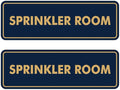 Signs ByLITA Standard Sprinkler Room Sign (Navy Blue/Gold) - Medium 2 Pack