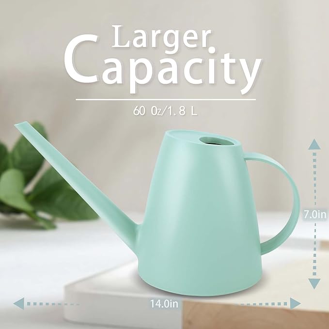 Watering Can for Indoor Plants, Small Watering Cans for House Plant Garden Flower, Long Spout Water Can for Outdoor Watering Plants 1. 8L 1/2 Gallon (Green)