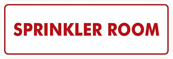 Signs ByLITA Standard Sprinkler Room Sign (White/Red) - Medium