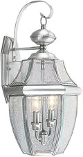 Livex Lighting 2251-91 Monterey 2 Light Outdoor Brushed Nickel Finish Solid Brass Wall Lantern with Clear Beveled Glass