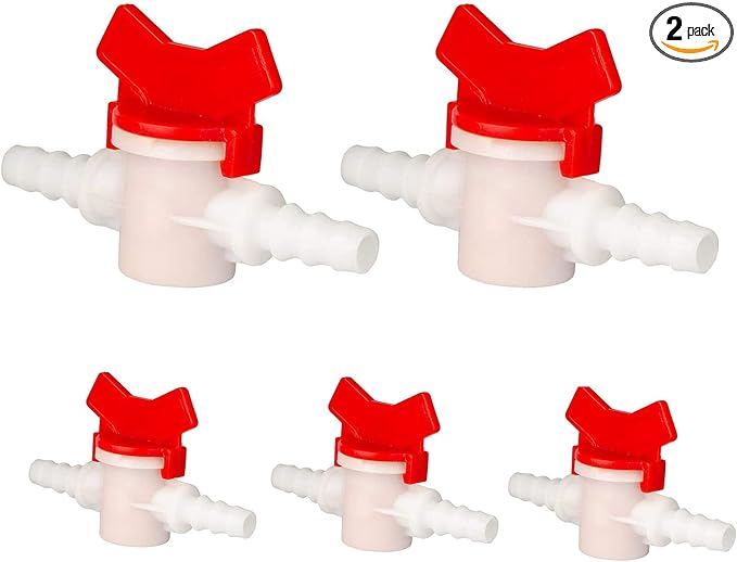 2 Pack Barbed Ball Valve 5/16" OD In-Line Ball Valve Shut-Off Switch with Hose Barb for Drip Irrigation and Aquariums Agricultura Garden