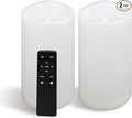 CANDLE CHOICE Large Waterproof Outdoor Battery Operated Flameless Candles Remote Timer 4”(D)x8”(H) Big White Plastic Bright Flickering Electric LED Pillars Lantern Patio Garden Wedding Decoration 2PCS