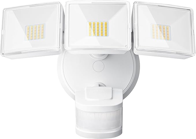 OREiN 4500LM/30W Flood Lights Outdoor, 180°/40FT Motion Sensor Outdoor Lights 3 Modes Dusk to Dawn IP65 Waterproof LED Security Light for 4500SQ.FT Area for Yard Garden, White (Hardwired)