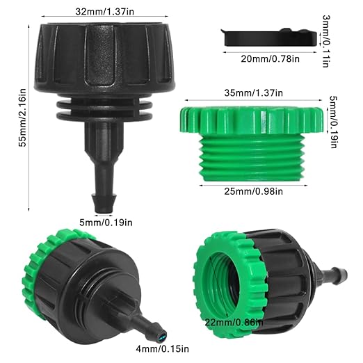 5 Pack Drip Irrigation Tubing Connectors,DanziX 1/4 Inch Drip Irrigation Tubing x 3/4 or G2/1 FHT Faucet Adapter,1/4 Inch Drip Irrigation Garden Hose Adapter