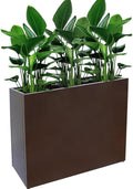 Metal Tall Long Planter Box Large Rectangular Planter Flower Pot with Drainage Holes for Indoor Outdoor Deck Porch Garden Home Patio Front Door (Espresso, M)