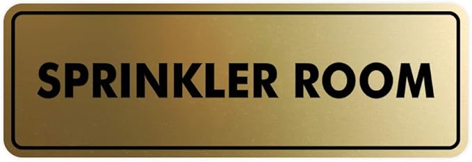 Signs ByLITA Standard Sprinkler Room Sign (Brushed Gold) - Large