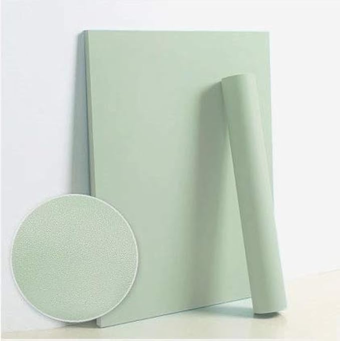 Dimoon 236''x17.7'' Green Peel and Stick Wallpaper Contact Paper Modern Self Adhesive Wall Paper Removable Renter Friendly Textured Solid Color Shelf Cabinet Vinyl Roll (236''x17.7'',Palegreen)