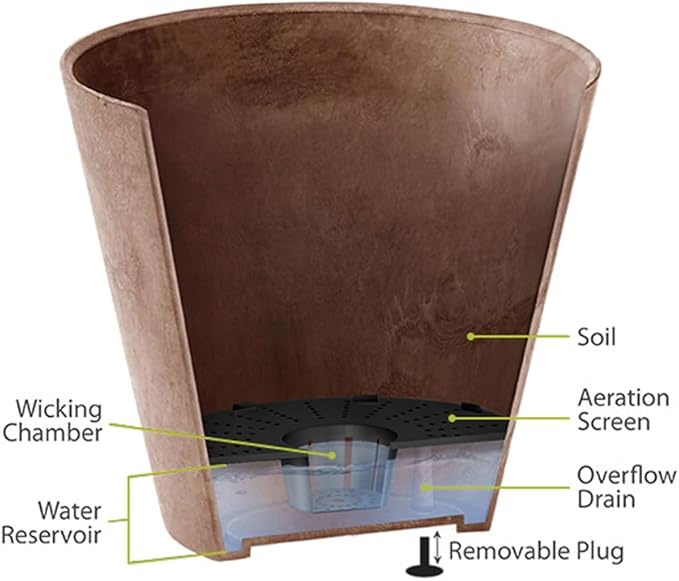 Root & Vessel Self Watering Hanging Planter for Indoor or Outdoor Plants, Unique Marbled Hanging Basket Made of Eco-Friendly Blend of Stone & Plastic, Black, 12"