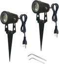Pack of 2, Outdoor LED Landscape Lights Waterproof Spotlight with Spike Stand and Plug for Driveway, Outdoor Lawn Lighting, Flood Garden, Yard (5W Mini Cool White)
