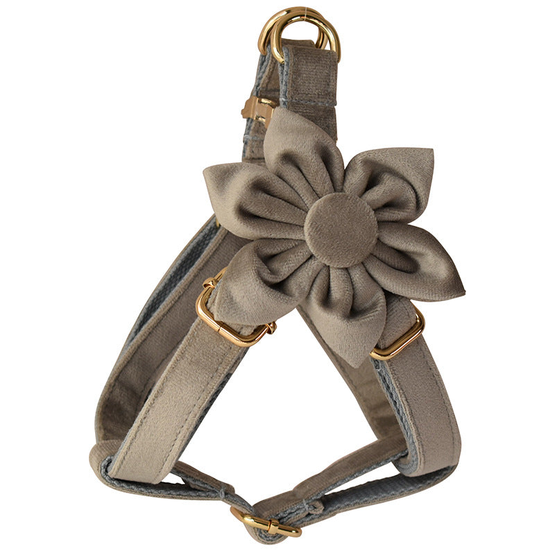 Pet Dog Flannel Gold Buckle Chest Strap