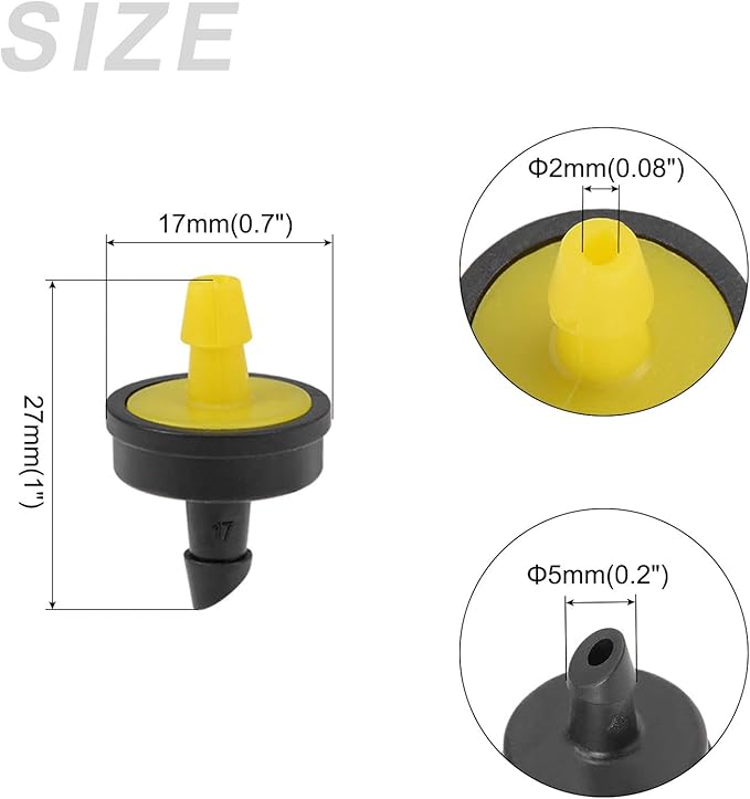 METALLIXITY Pressure Compensating Dripper, (5 Gallon Per Hour) 15Pcs, Plastic Irrigation Drip Emitters - for Watering Garden Lawn Plants, Yellow