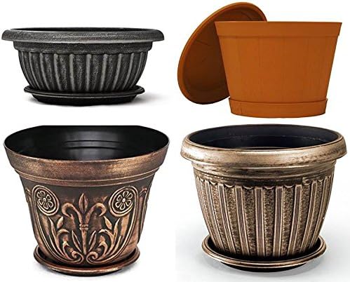 13" Heavy Duty Tray/Saucer (2 Pack) Country Look, Pot/Planter Base for Indoor/Outdoor Decor Use. Long Lasting, Reusable Light Weight (13 inches, Black)