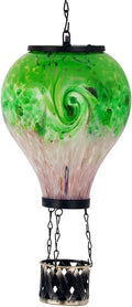 Solar Hot Air Balloon Lanterns with Flame Flickering Hanging Solar Lanterns Outdoor Waterproof LED Glass Garden Decorative Lights for Patio Yard Porch Tree,Mother Day Gift for Women(Green)