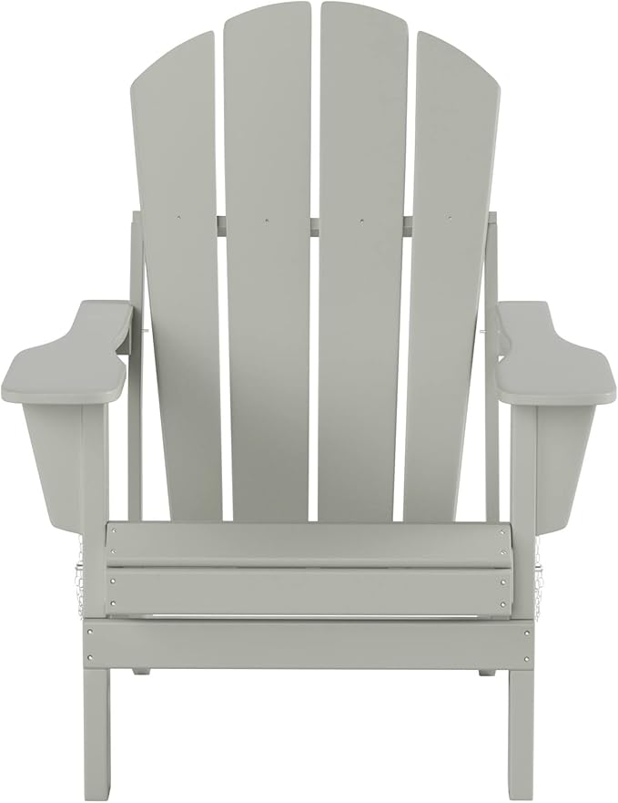 WO Home Furniture Adirondack Chairs Table Set of 3 PCS Outdoor Folding Chairs Coffee Table Weather/UV Resistant for Lawn, Garden, Bon Fire, Balcony (Sand)