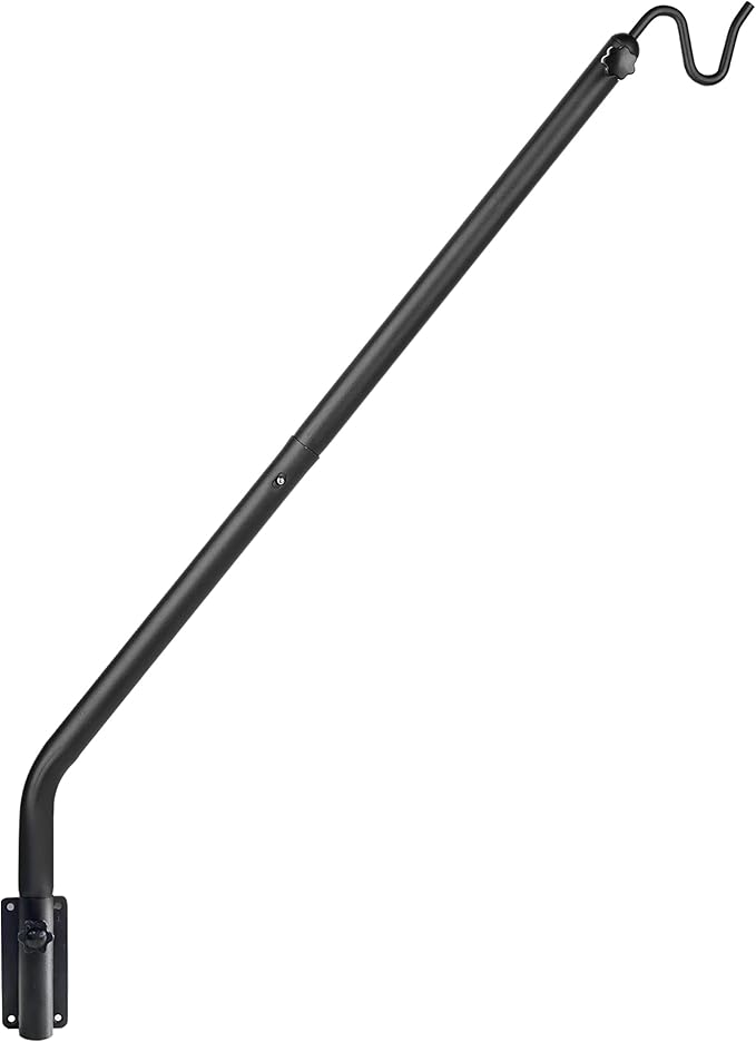 Kingsyard Heavy Duty Wall Mounted Deck Hook, 27"-39" Adjustable Metal Plant Wall Hanger for Hanging Bird Feeders, Planters, Lanterns, Wind Chimes, Wall Mounted