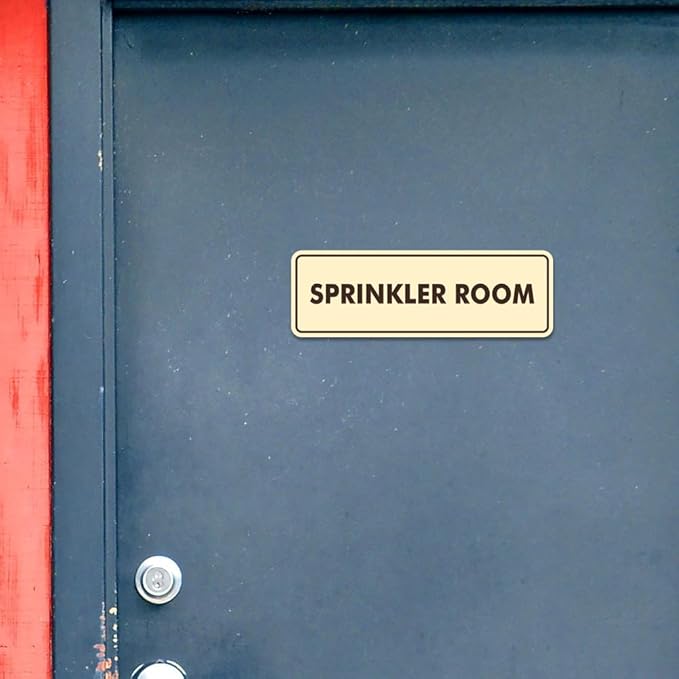 Signs ByLITA Standard Sprinkler Room Sign (Black Gold) - Medium 2 Pack