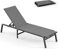 Chaise Lounge Outdoor, Foldable Aluminum Pool Lounge Chairs with 5 Positions Recliner - Free Assembly - Patio Chaise Lounge Chair for Poolside, Beach, Yard (Darkgray)