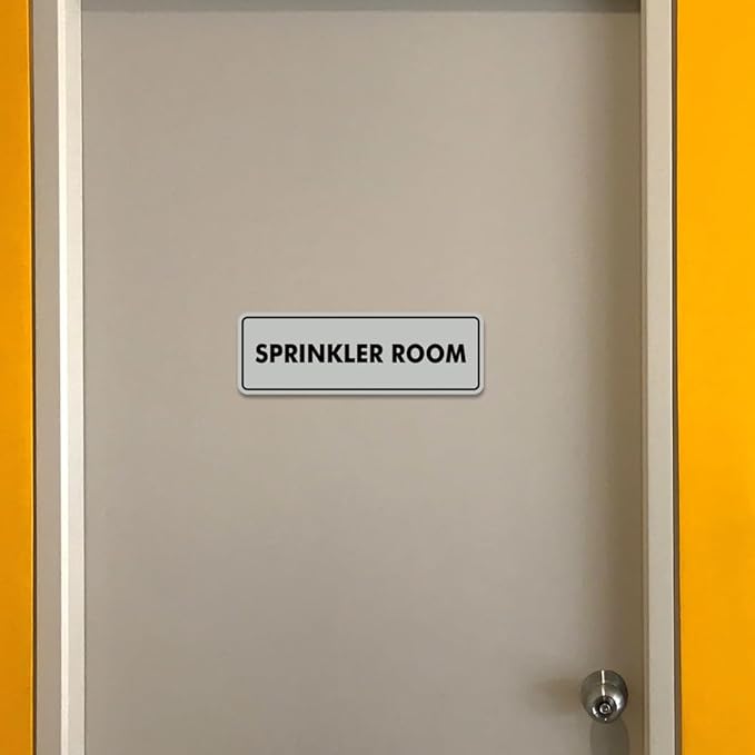 Signs ByLITA Standard Sprinkler Room Sign (Ivory/Dark Brown) - Medium 2 Pack