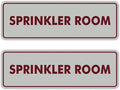 Signs ByLITA Standard Sprinkler Room Sign (Light Grey/Burgundy) - Small 2 Pack