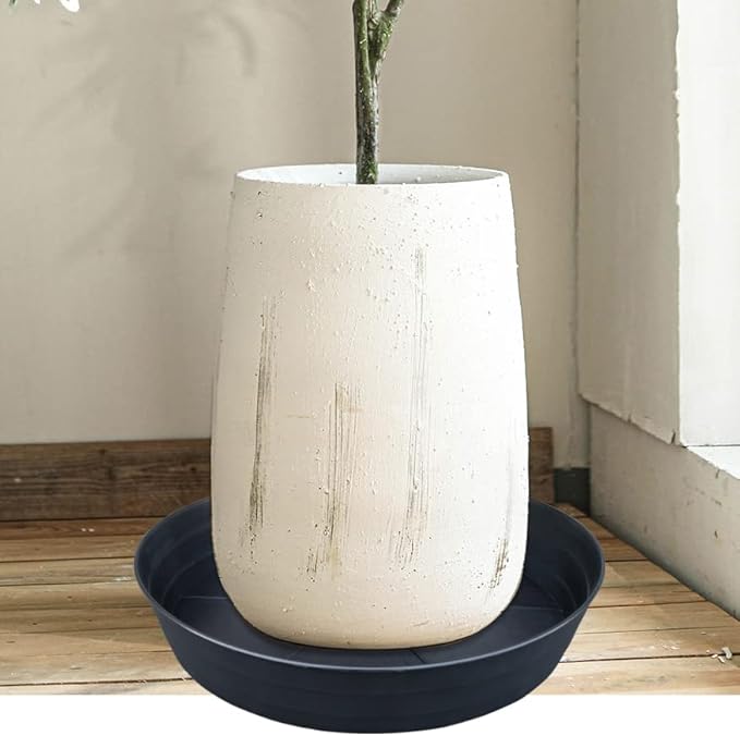 16 Inch Large Plant Saucers, Extra-Deep 2.3 in Black Drip Trays for Flower Pot, Heavy Duty Drainage Tray for Indoors No Holes, 4 Pack Plastic Planter Plate Water Catcher for Pots Base 12 13 14 in