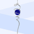 Gazing Ball Spiral Tail Wind Spinner,Decorative Wind Spinner 11inch Tail and 2 inch Glass Orb. Indoor Outdoor Wind Spinner Tail Sun Catcher Garden Decoration-13 inch Height(Dark Blue)