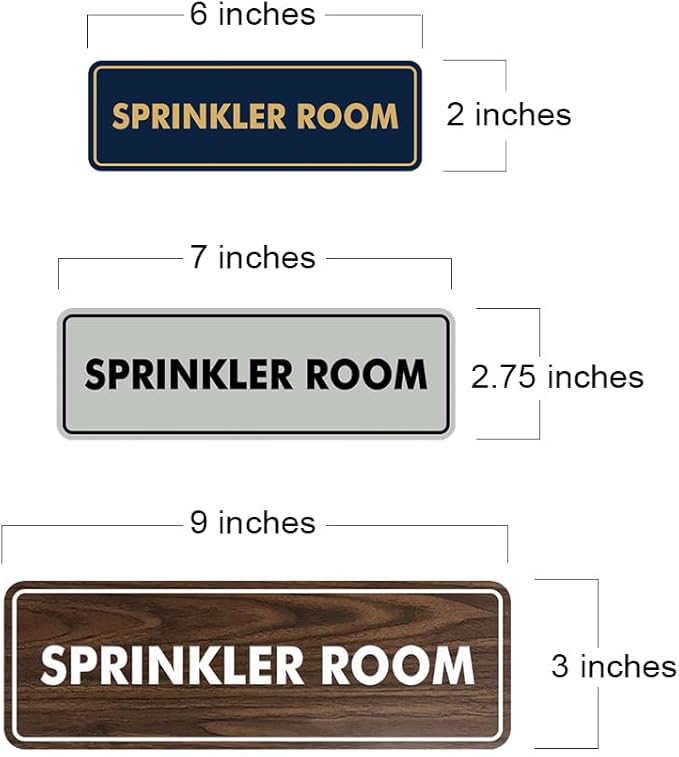 Signs ByLITA Standard Sprinkler Room Sign (Navy Blue/Gold) - Small 2 Pack