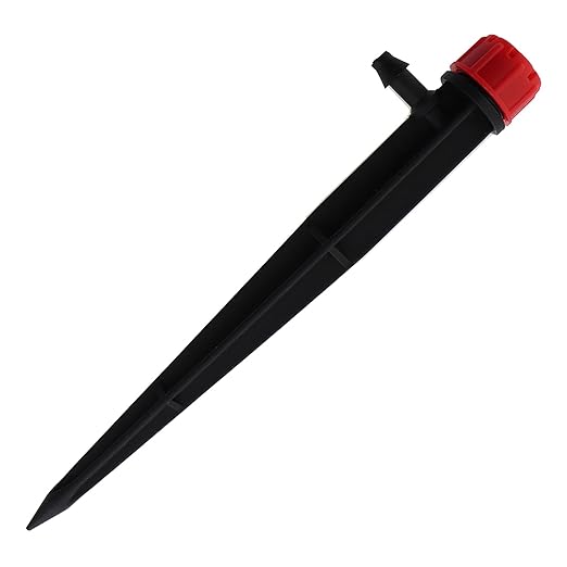 50PCS 13.2x1.5cm Plastic Irrigation Drip Heads Ground Plugged 360 Degree 8 Hole Rod Adjustable Water Flow Drip Irrigation Sprinklers for Garden Residential Watering System