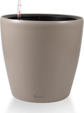 Dexceder 15x14 Self Watering Planter with Wheels Indoor Outdoor, Inner Pot Design, Thickened Large Floor Standing Flower Plant Pot with Water Level Indicator (Taupe Matte)