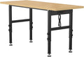 60" Adjustable Workbench,Heavy-Duty Work Table,3000 LBS Load Capacity Particleboard Hardwood Workstation Outlets with Power Strips and Fixed feet,for Workshop, Garage