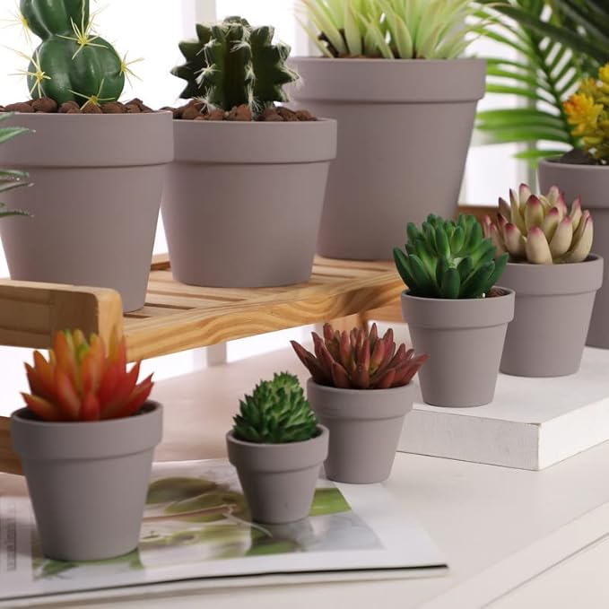 Yishang 72 pcs Small Mini Grey Clay Pots, 2.5'' Terracotta Pot Clay Ceramic Pottery Planter,Cactus Flower Terra Cotta Pots,Succulents Nursery Pots,with Drainage Hole,Great for Crafts,Wedding Favor