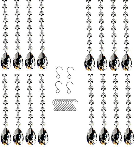 16 Pack 20" Hanging Crystals for Chandeliers Clear Teardrop Crystal Chandelier Pendants Parts Beads, Chandelier Crystals